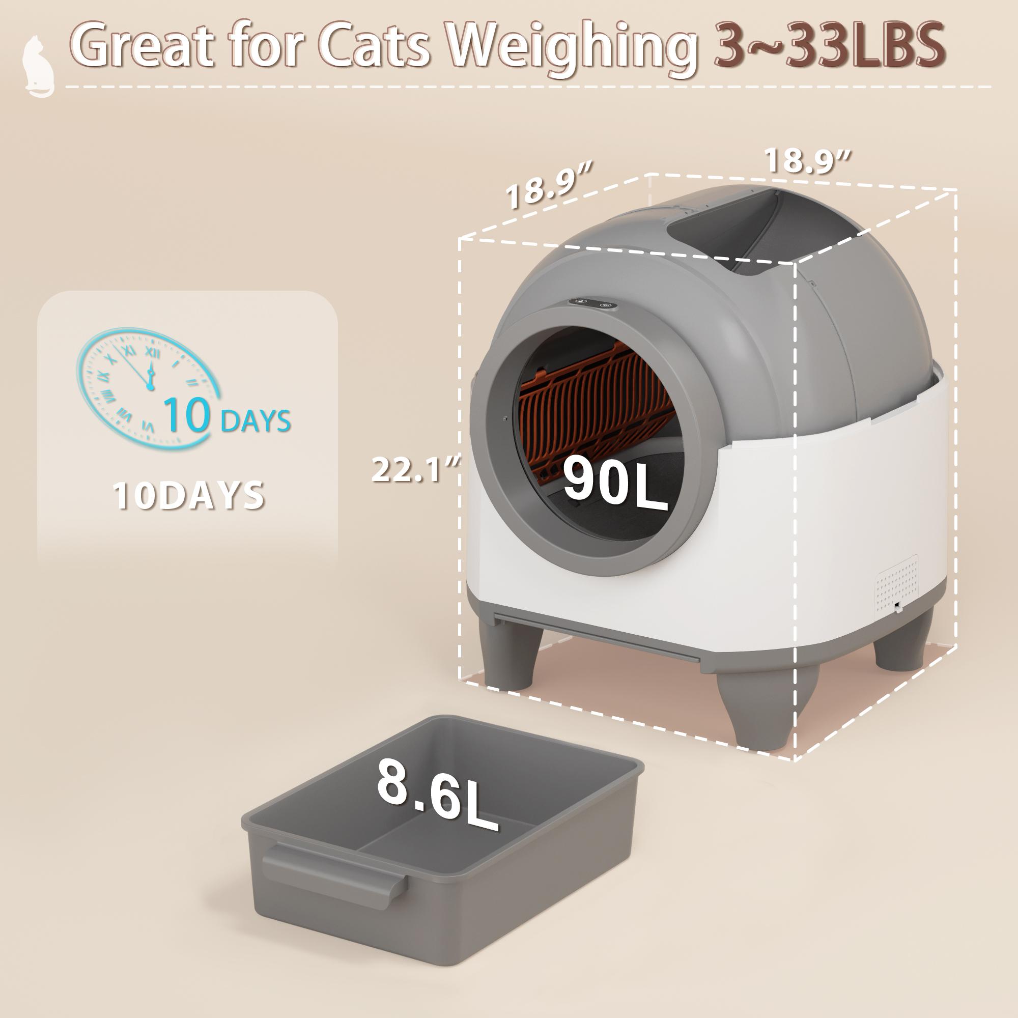 Warcat Smart Low-Noise Auto-Cleaning Litter Box 90L Self Cleaning Cat Litter Box APP-Controlled via 2.4G WiFi with Smart Sensors, Safety Protection, Easy Maintenance, Easy Setup & Clean SpringShine SpringStatements SpringBreak
