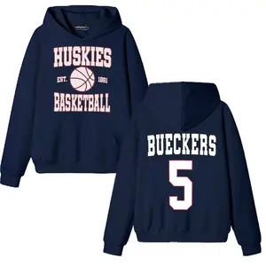 Women’s College Basketball Hoodie | Vintage Huskies Hooper Sweatshirt with Number 5 | TikTok Trending Women Basketball Streetwear Outfit
