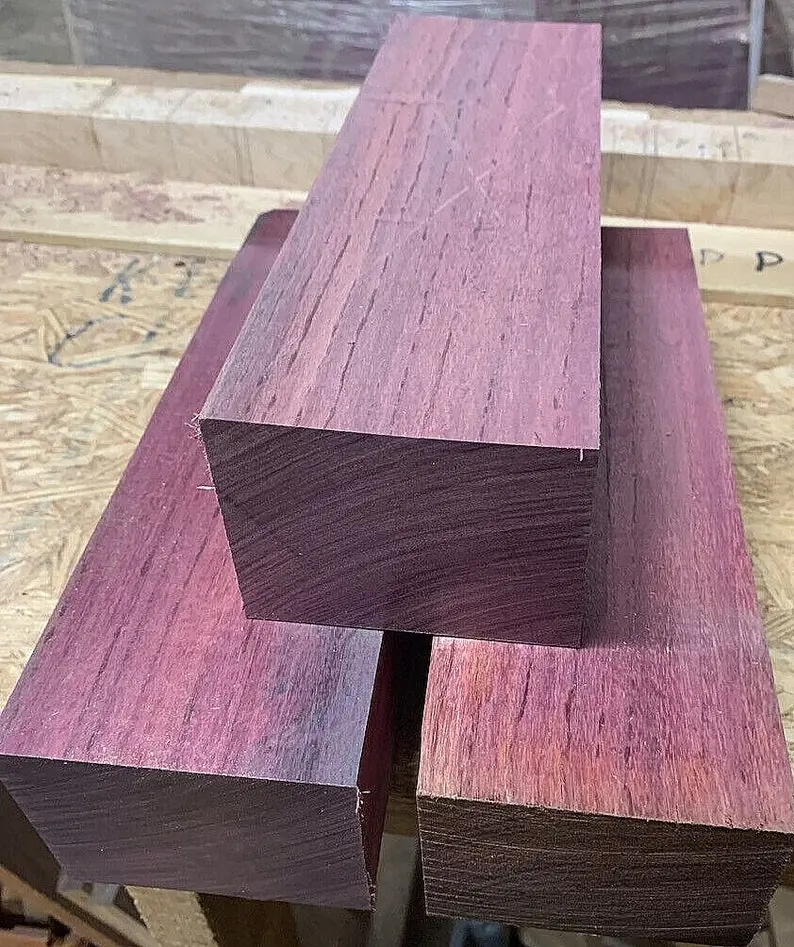 Three Exotic KILN DRIED PURPLEHEART S4S Lumber Blank Wood Turning ~12" X 4" X 3"