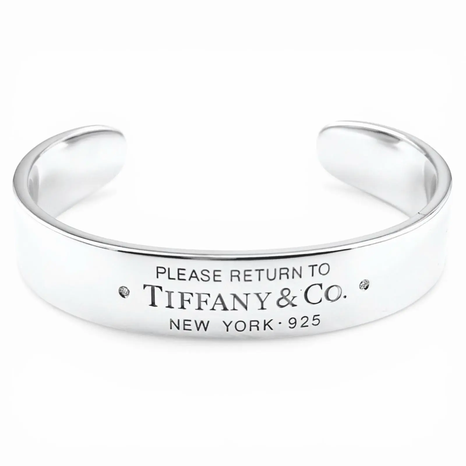 Pre-owned Tiffany & Co. Sterling Silver 925 (Ag925) Small Leather Goods RTT Narrow Cuff Silver Bracelet