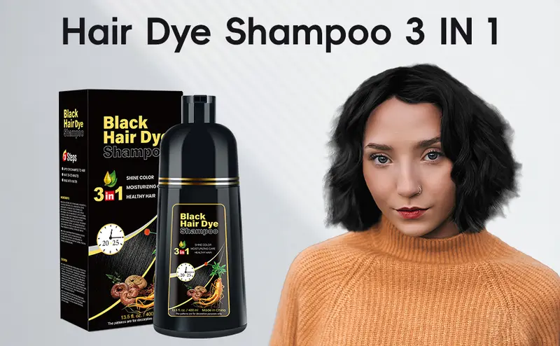 KAISASA 3-in-1 Black Hair Color Shampoo - Alcohol-Free Cleanser, Conditioner with Ginseng Extract, Herbal Gray Coverage, Natural Plant Care, Restores Functionality, 15-20 Minute Home Application, for Adults (400ml, 36 Months Shelf Life) KAISASA 3-in-1 Black Hair Color Shampoo - Alcohol-Free Cleanser, Conditioner with Ginseng Extract, Herbal Gray Coverage, Natural Plant Care, Restores Functionality, 15-20 Minute Home Application, for Adults (400ml, 36 Months Shelf Life)