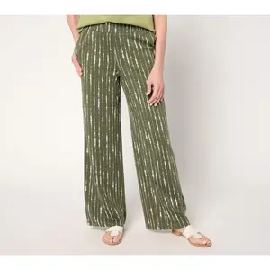 Denim & Co. Beach Regular Jersey Full Length Wide Leg Pant