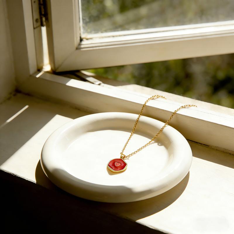 Tewiky 14K Gold Plated Irregular Two-Tone Glow-in-the-Dark Heart Coin Pendant Necklace - For Valentine's Day gifts Tewiky 14K Gold Plated Irregular Two-Tone Glow-in-the-Dark Heart Coin Pendant Necklace - For Valentine's Day gifts