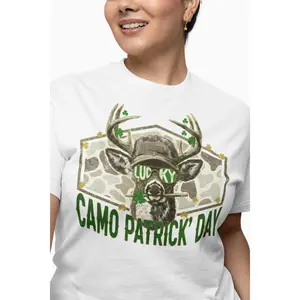 Lucky Vibes - Camo Patrick Day Deer T-Shirt