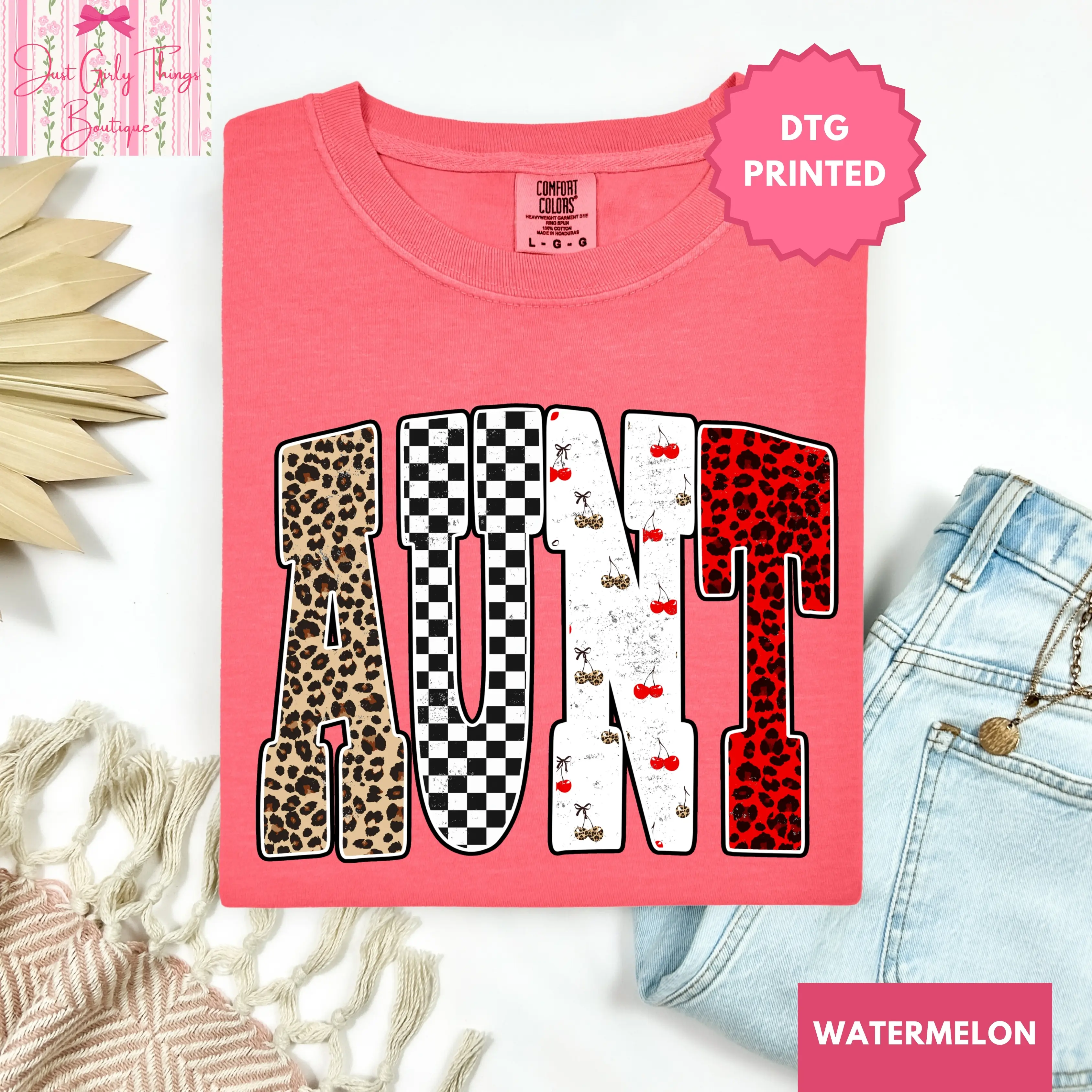 Distressed Vintage Cheetah Leopard Checkered Cherry Aunt Shirt, Cheetah Aunt Shirt, Leopard Aunt Shirt, Checkered Aunt Shirt, Yallternative  Aunt Tee, Varsity Aunt Tshirt, Retro Aunt Tshirt, Preppy Western Aunt Tee