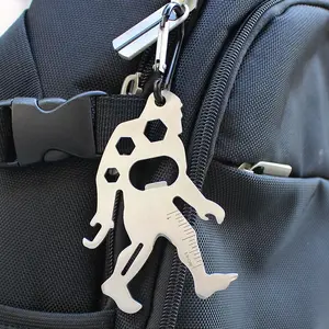 Multi-tool Card Carabiner, Portable Functional Outdoor Orangutan Design Multi Tool Carabiner Card, Hanging Multi Tool Hook Ring, Christmas Gift