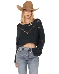 Free People Women's Distressed Cropped Sweater - Ob1678426-Nvy