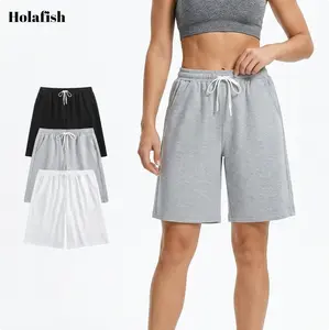 Holafish Unisex 3 Pack Sweat Shorts 240G Cotton 20% Polyester Athletic Elastic Waist Drawstring Gym Workout Jogger Pants with Pockets Premium Softness Func Adjust