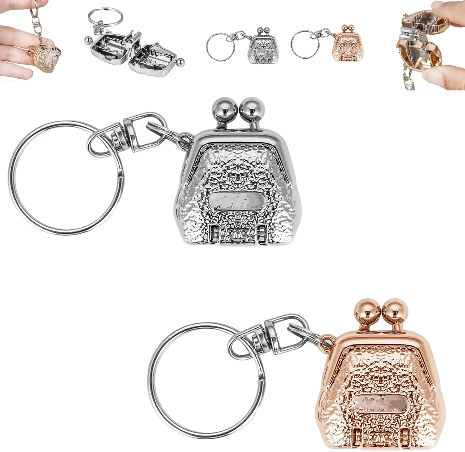 Mini Travel Nail Clippers –Foldable Bag-Shaped Stainless Steel Fingernail & Toenail Clipper with Keychain
