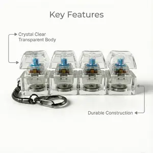 Keyboard Fidget Toy, Keyboard Clicker Fidget - Transparent Colorful Lights Clicker Keychain with LED Lights, KeyboardButton Finger ForStress Relief Pass The Time