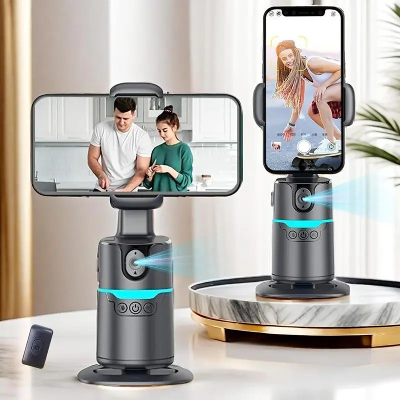 Smart Selfie Stick with Wireless Remote Control, 360 Degree Rotation, RGB Light Phone Stabilizer, Video Shooting, Lithium Ion Batteries Included, Cellphone Selfie Accessory