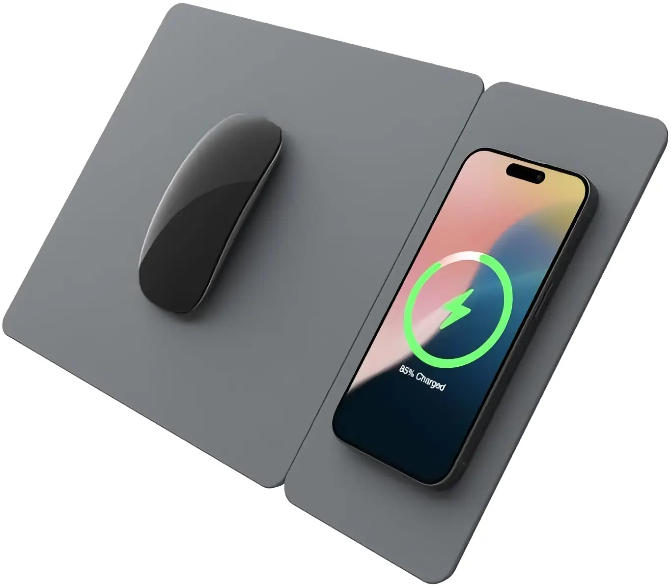 Wireless Charging Mouse Pad – Fast Qi Charger with Magnetic Attachment – Smooth Surface & Anti-Slip Base – Compatible with Smartphones and Earbuds