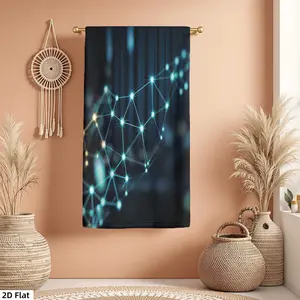 1Pc Tech Image with Connected Dots and Lines Bathroom Hand Towel Bath Towel, Multiple Size Microfiber Towel, Ultra-Soft Quick Dry and Absorbent Polyester Large Bath Towel, Unique Home Decorative Kitchen Towels, Fes