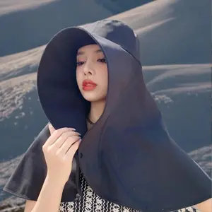 Sun Hat with Neck Flap – UPF 50+ Wide Brim Fishing Hat for Women Men, Outdoor UV Protection Cap with Removable Neck Guard, Lightweight Breathable Safari Hat for Beach Hiking Gardening, Foldable Summer Sun Hat