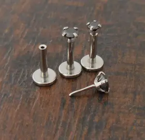 16g Threadless Push Pin Labret Black CZ Triple Helix Cartilage Nose Ring