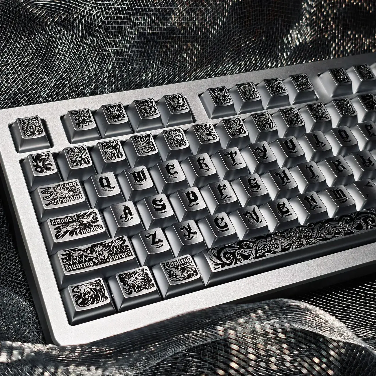 Ancient Gods Metal Paint Themed Keycaps - 130 Keys PBT Five-Sided Dye Sublimation Original Height, Compatible with 60-108 Key Mechanical Keyboards, Keycaps Only, Suitable for Keyboard Decoration, E-sports Gaming and Desktop Makeover
