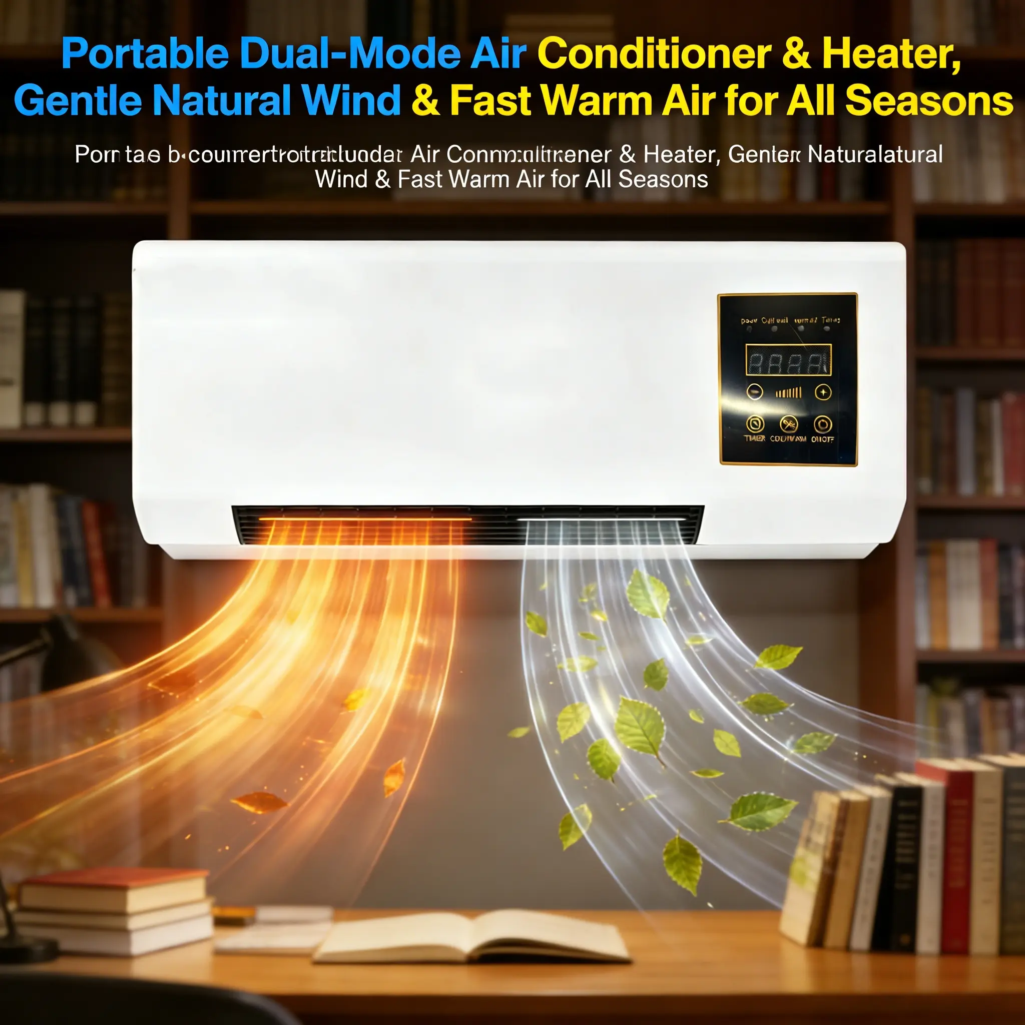 All Season Wall Fan Heater Cooler Combo Compact Personal AC Heater Unit, Energy Saving Gentle Cool Wind & Quick Warm Air, Smart Digital Control Small Climate Machine for Home Office Bedroom Apartment