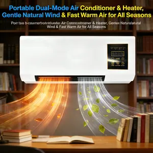 All Season Wall Fan Heater Cooler Combo Compact Personal AC Heater Unit, Energy Saving Gentle Cool Wind & Quick Warm Air, Smart Digital Control Small Climate Machine for Home Office Bedroom Apartment