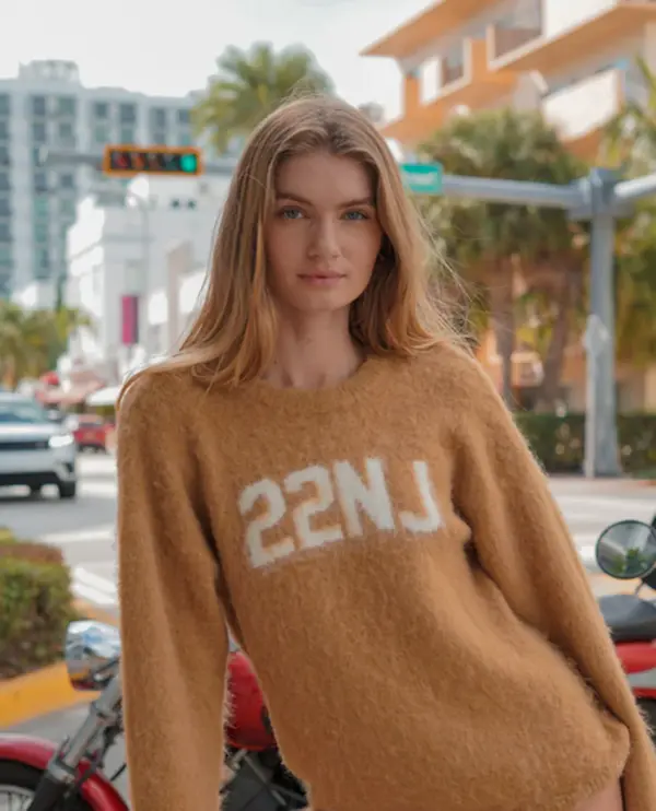 22NJ Camel Brown Unisex Mohair Sweater