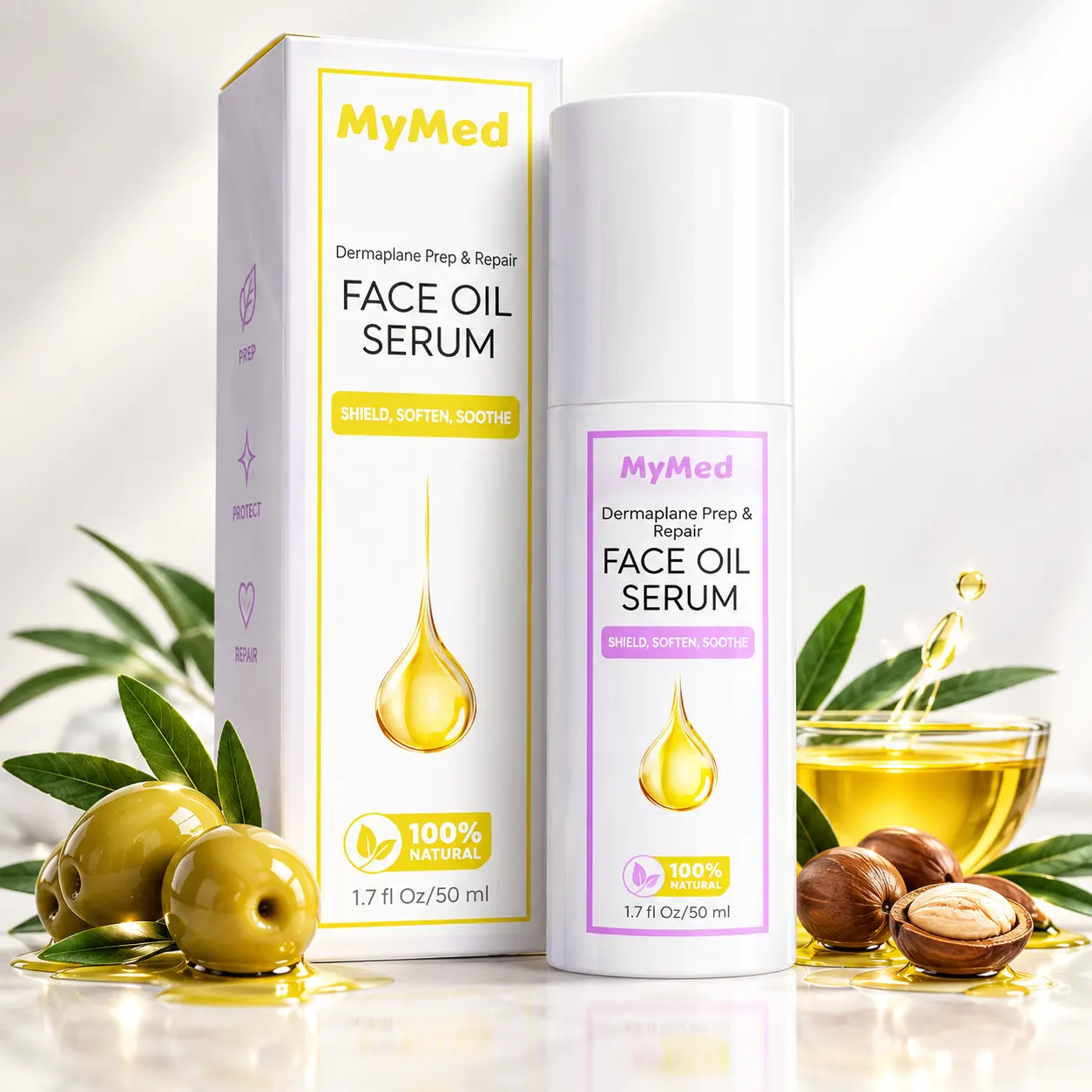 MyMed Dermaplaning Oil for Face - Paraben-Free, Lightweight Shaving Oil with Squalane, Jojoba for Smooth Razor Glide, All-Skin Friendly for All Skin Types, Adults