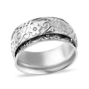 925 Sterling Silver Flower Spinner Band Ring for Women Jewelry Size 8 4.75 Grams Birthday Christmas Gifts for Women