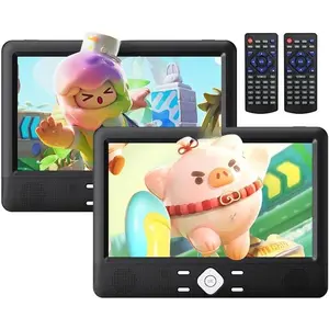 10.5" Two  DVD Players Portable Headrest  Screen Play a Same or Two Different Movies with 6 Hours Rechargeable , 2 Mounting Brackets, Support USB/SD/Sync TV