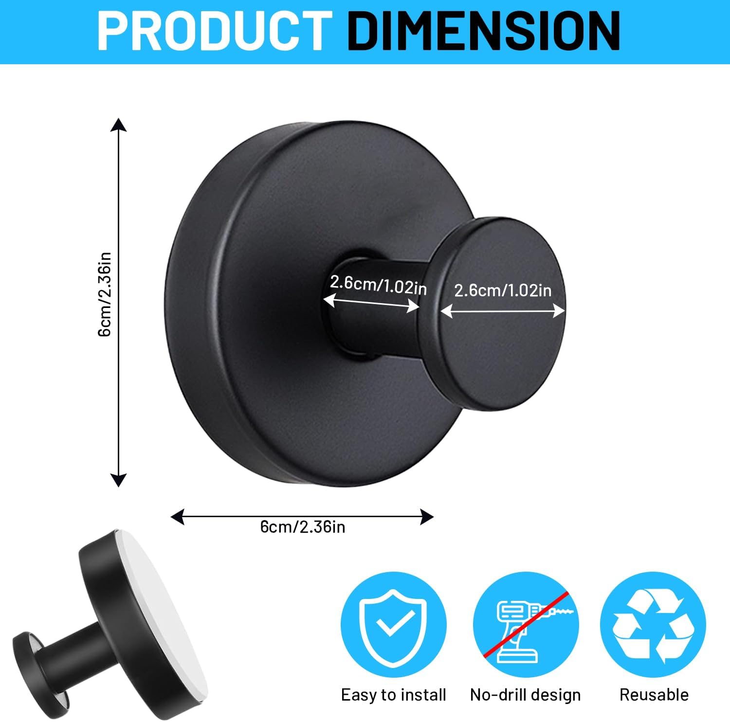 Decerk 2 PCS Suction Cup Hooks christmas gift Gadgets Kitchen home essentials suction Hooks bathroom accessories Waterproof Reuseable for Shower Bathroom Towel Hooks Shower Hooks Holders Shower Hooks Hanging Towels Loofah Robe