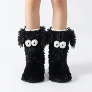 【Slippers And Socks】Women's Plush Slippers Socks Floor Socks Winter Home Indoor Thickened Fleece-Lined Anti-Slip Adult Women's Plush Snow Socks Shoe Covers