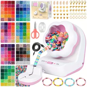 2400 PCs Clay Beads Bracelet Making Suit with Electric Rotator-USB Powered, Easy Handmade Friendship Bracelet for All Bead Types