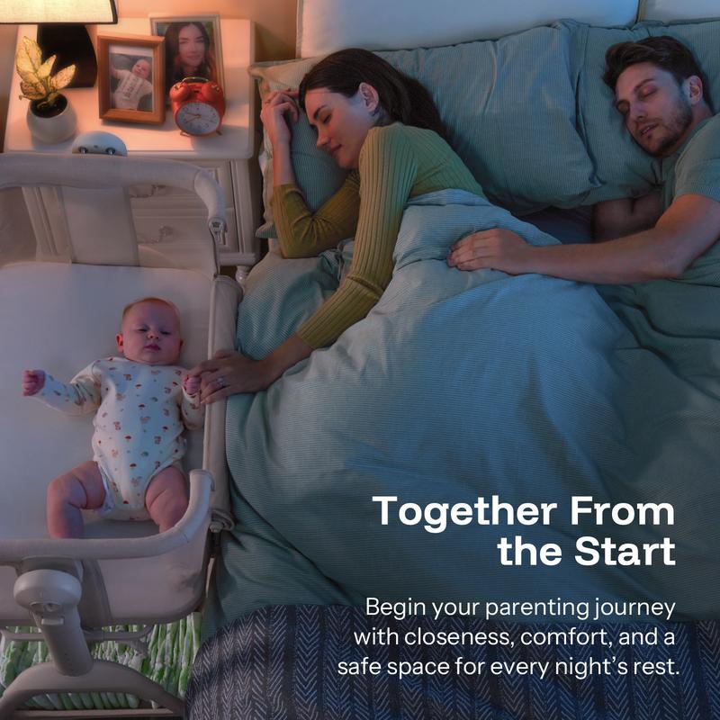 HARPPA 3-in-1 Rocking Baby Bassinet & Bedside Sleeper, Height Adjustable Crib,  Baby Bassinet with Wheels & Storage Basket, Sleeping Cot, Baby Essentials