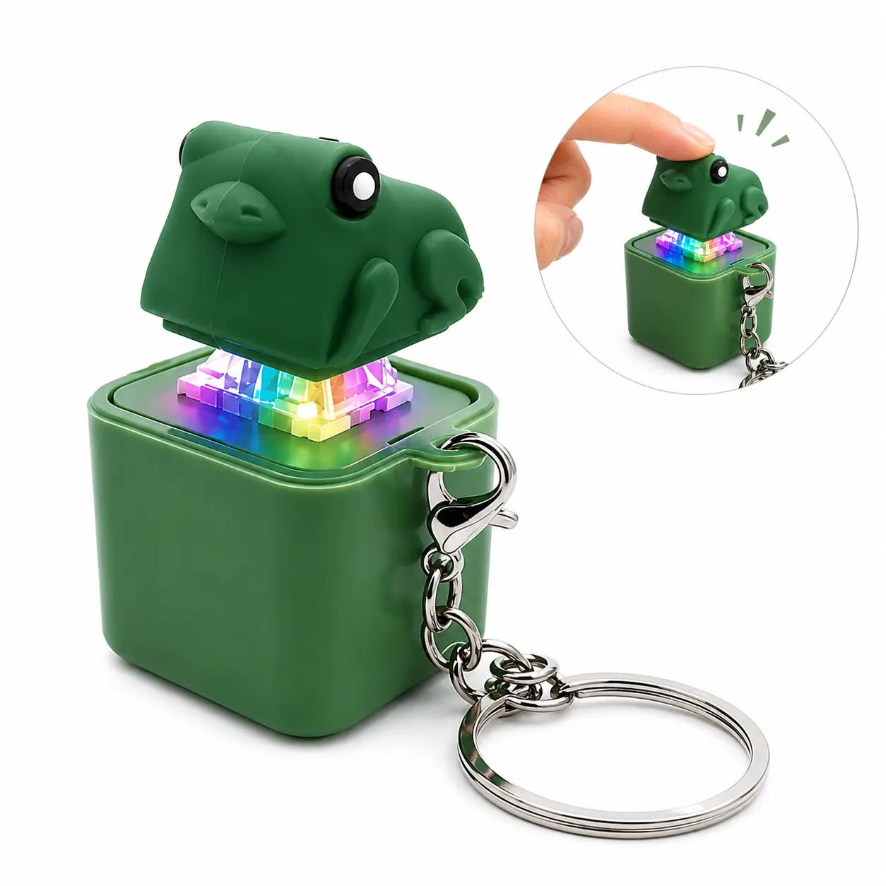 Croaking Frog Fidget Toy, Rechargeable Quacking Frog Keychain with Sound LED Lights,  Frog Fidget Clicker, Fun & Portable Anxiety Relief Toy