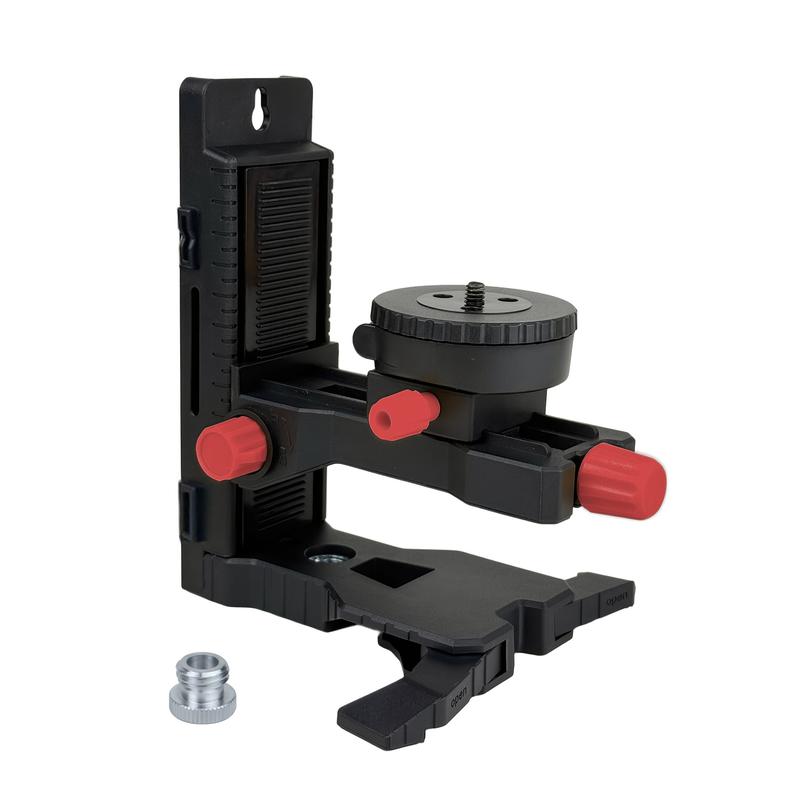 Multi-Functional L-Shaped Magnetic Level Bracket, 1/4" & 5/8" Male Threaded L-Shape Magnetic Pivoting Base for Wall & Ceiling Mounted, 360° Adjustable Support, Height Adjustment