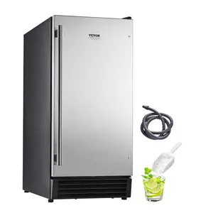 【Spotlight Day】VEVOR Undercounter Built-in Ice Maker, 50 Lbs/Day Under Counter Ice Maker Machine with Drain Pump Reversible Door Stainless Steel, Freestanding Ice Maker for Commercial Home Kitchen