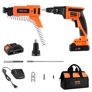 VEVOR Drywall Screw Gun Auto-Feed, TikTokShopBlackFriday, 20V Max Collated Drywall Screwgun, 4200RPM Brushless Cordless Drywall Gun Kit with 2 Battery Packs, Charger, Belt Clip, Tool Bag, Screw Length and Depth Adjustable