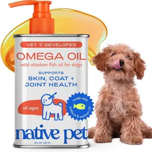 Omega 3 Fish Oil for Dogs & Cats – Wild Alaskan Salmon Oil for Dogs Skin and Coat, Supports Joints, Heart & Shedding – Fast-Absorbing Omega 3 6 9 Liquid Supplement – 8oz
