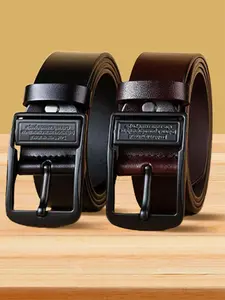 Leather Belt, Casual Dress Belt with Engraved Buckle, Premium Texture for Business & Casual Looks, Mens Fashion Wardrobe Essential