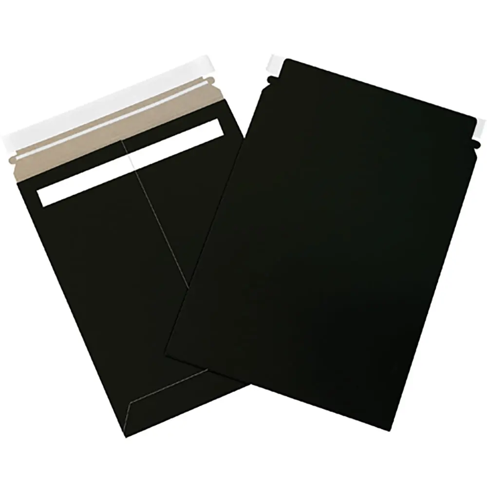 Box Partners RM1721BK Strong Chipboard Self-Seal Flat Mailers - 17x21 in. Black, Light-Weight, Peel and Seal Closure, Case of 100, Office Postal Supplies for Protecting Documents and Photos