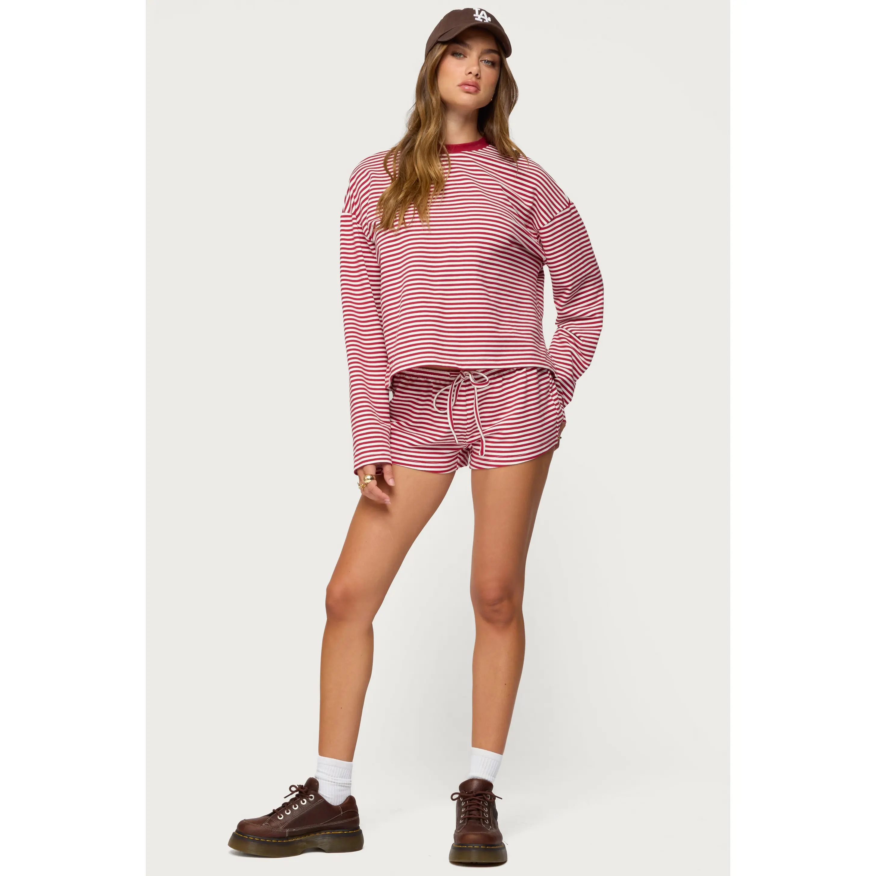 Jainee Striped Drawstring Shorts Jainee Striped Drawstring Shorts