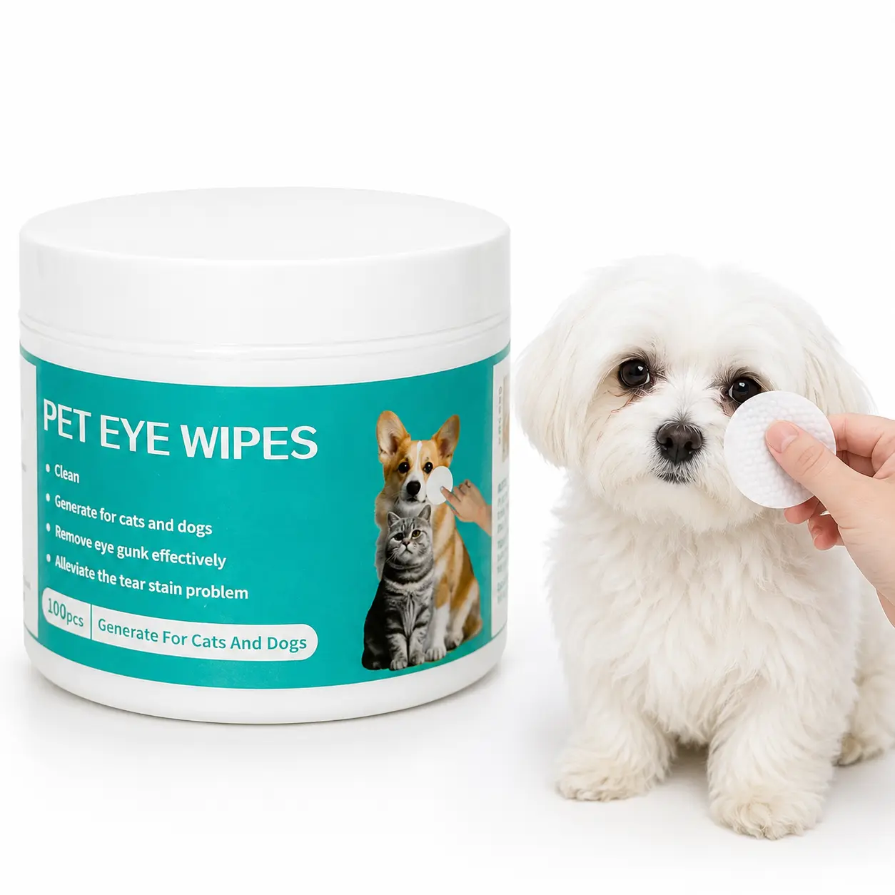 100 Count Pet Eye Wipes for Dogs & Cats – Gentle Tear Stain Cleaner