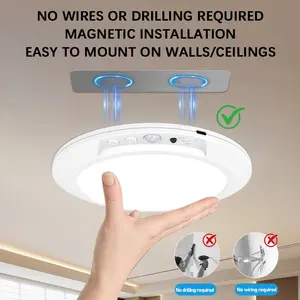 LED Ceiling Light Fixture USB Rechargeable Remote Control Motion Sensor Wall Mounted Dimmable Atmosphere Lighting Indoor Home Bedroom Office Study Corridor Dimmable Ceiling Lights