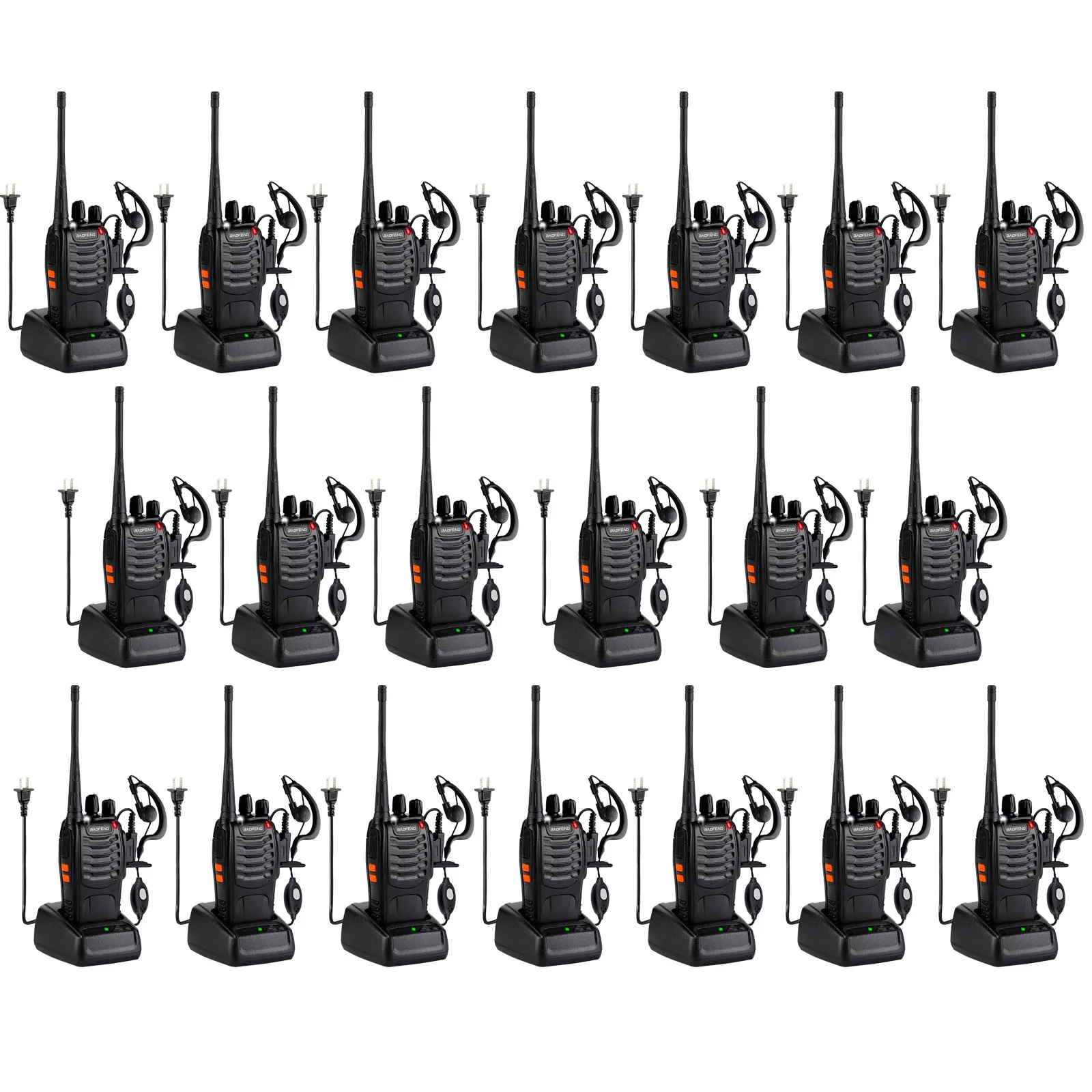 BaoFeng  888S（20 pack) Walkie Talkie Rechargeable UHF Handheld Two-way Wireless Communication with Flashlight, Lithium Battery Charger and Headset, Suitable for Adults and Children (Set of 20)