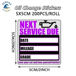 Oil Change Reminder Stickers 2"x2" (50x50mm) - 200pcs/Roll Next Service Due Labels, 1/2/3/6/10 Rolls Multipack for Auto Maintenance