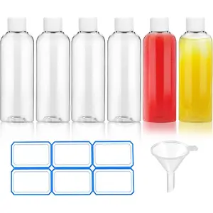 6 Pack 2 Oz (60ml) Clear Plastic Shot Bottles with caps - Small Bottles for , Immunity, Wellness, Samples -  for Ginger Juice & Personal Care  the Go
