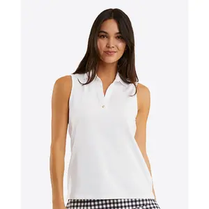 Sleeveless Sport Polo in White