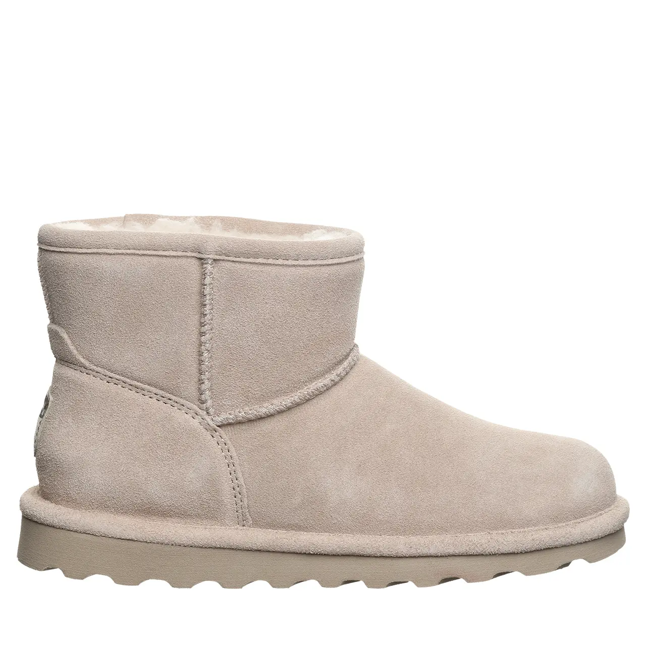 BEARPAW Alyssa Women’s Suede Mini Boots with Faux Fur Lining - Mushroom