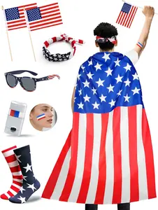 250 Year American Flag Costume Cape,4th of July Outfits for Women and Men Patriotic USA Independence Day