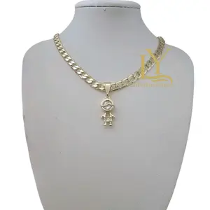 LaYaiBoutique #1070 Gold Plated 14k Necklace with Children's Pendants, Elegant Design for Daily Fashion Accessory for Women