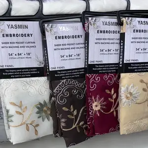 Elegant Comfort Lucia Curtain Panels with Attached Valance 54" W x 84" L Rod Pocket Design 100% Polyester Machine Washable for Easy Care