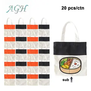 AGH 20pcs 10.5*10.5 Inch Canvas Candy Bag Mixed Color Sublimation Christmas Halloween Tote Canvas Bag Orange and Black DIY Gifts