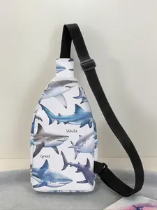 Fashionable Women's Chest Bag with Adjustable Strap, Crossbody Fanny Pack, Large Capacity Shark Print Satchel, Durable Crossbody Bag with Zipper, Versatile Bag for Travel & Hiking